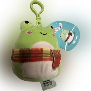 Squishmallow Wendy the frog with Plaid Scarf clip